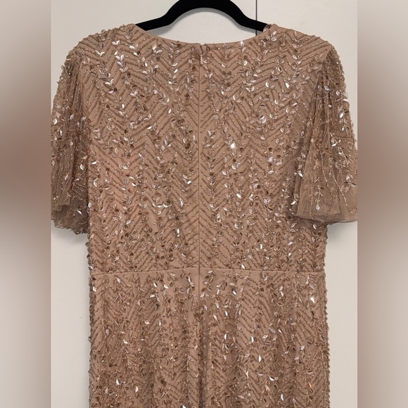 NWT | Mac Duggal 35109 Nude Pink Embellished Flutter Sleeve Gown Size 10 - Picture 13 of 13